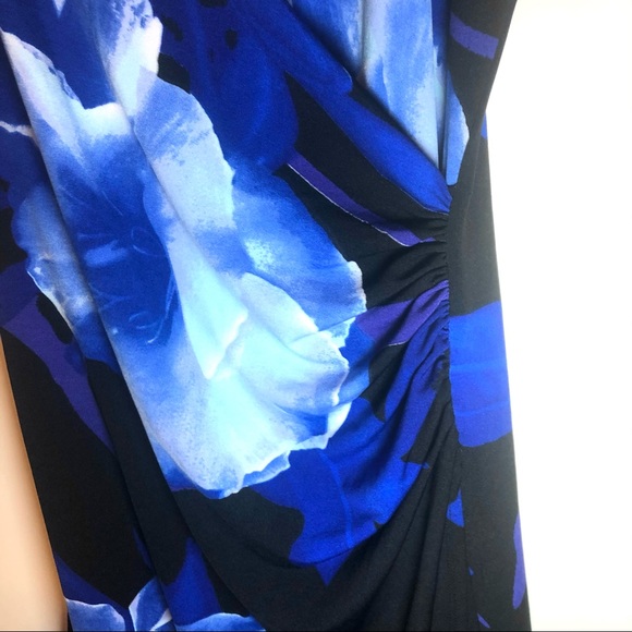 Blue Floral Wrap Dress - Picture 2 of 7